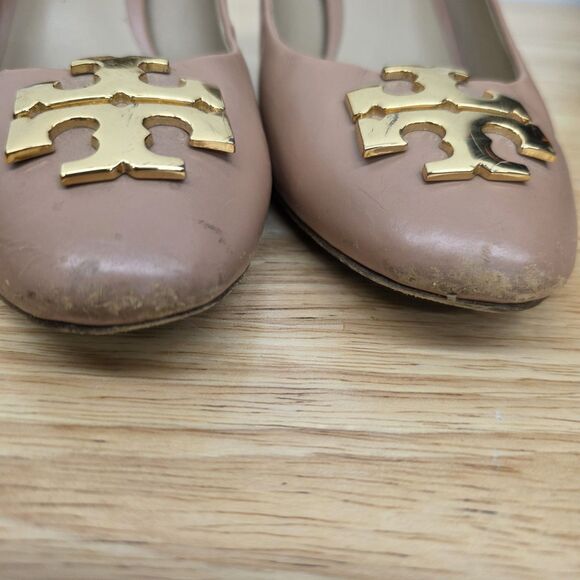 Tory Burch 'Raleigh' Leather Pump Logo Toe - Blush Oak - Size 7 - Picture 4 of 11